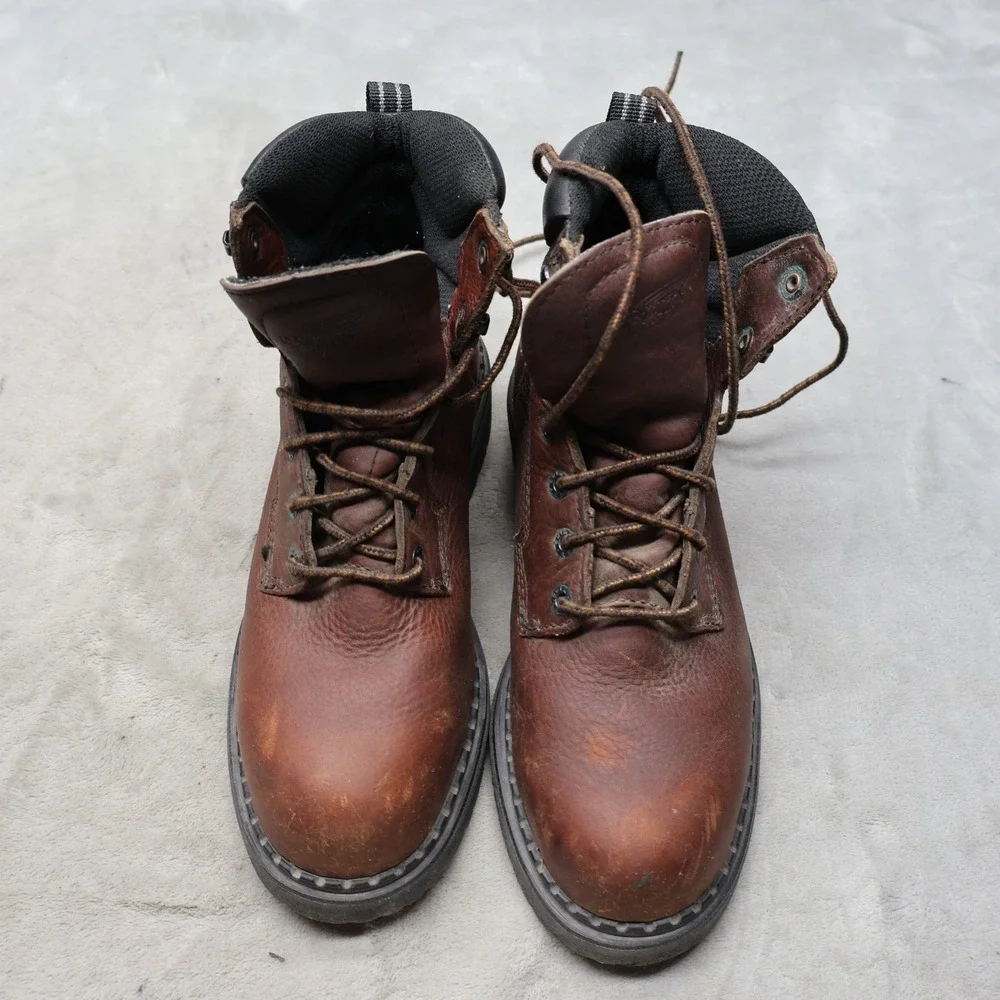 Red Wing Mens 7 E2 Work Boots Brown Leather Rugged 6-Inch SuperSole Logger Wide‎